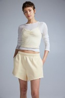 H & M szorty spodenki dresowe żółte luźne szerokie nogawki masełkowe boho S