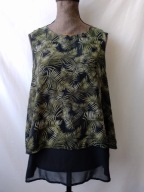 Bluzka czarna w zielone liście, bez rękawów - 40
