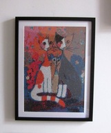 Robótkownia Obraz gotowy haft diamentowy KOTY RÓŻY 31x42x2cm