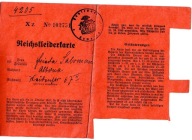 Karta odzieżowa z czasów III Rzeszy, wydana w 1940 roku Wykluczała Żydów