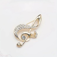 BROSZKA PRZYPINKA PIN girl KLUCZ dama AGRAFKA cyrkonia nuty muzyka złota