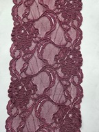Koronka francuska elastyczna bordowa szerokość 15cm.