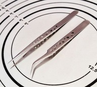 Pęsety precyzyjne zakrzywiona i prosta do elektroniki solidne ZESTAW 2 szt.