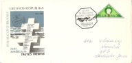 LITWA LIETUVOS RESPUBLIKA -koperta ozdobna znaczki -obieg 1992 rok stempel