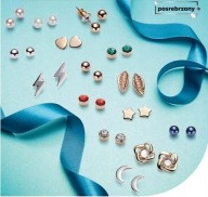 POSREBRZANY ZESTAW 15 PAR KOLCZYKÓW AVON