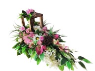 Stroik Cmentarz Latarenka Drewno Róże Kalie Gladiola Duży