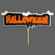 Topper / dekoracja, ozdoba na tort HALLOWEEN DUŻY NAPIS nietoperze