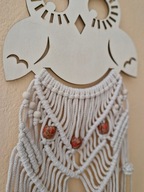 Makrama Sowa 74 cm Boho, Ecru ,Dekoracja ścienna ,Rękodzieło