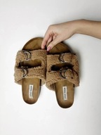 Brązowe klapki mule kapcie z futerkiem Steve Madden, rozmiar 39