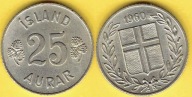 ISLANDIA 25 AURAR 1960 r.