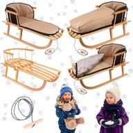 SANKI DREWNIANE ZE ŚPIWORKIEM DLA DZIECI Z OPARCIEM UCHWYT PRODUKT POLSKI