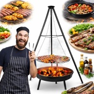 PALENISKO OGRODOWE DUŻE Z RUSZTEM TRÓJNÓG 50CM GRILL DO OGNISKA XXL