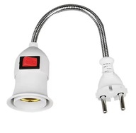 WTYCZKA OBROTOWA GŁOWICA LAMPY E27 UCHWYT LAMPY PRZEŁĄCZNIKIEM WĄŻ