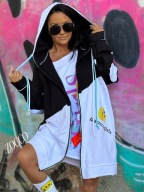 Długa bluza z dużym kapturem na zamku Zocco czarna