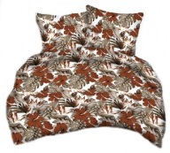 pościel bawełna lux 220x240 + 2x70x80 zamek B 395 Kwiecista monstera brąz