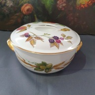 Royal Worcester Evesham – waza z pokrywką 20 cm | złocone uchwyty | Anglia