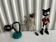 KOTY drewniane figurki kocia orkeistra lata 60/70 PRL