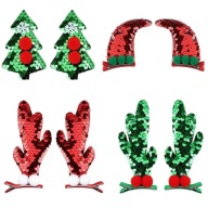 Spinki Świąteczne do włosów 4 Wzory Rogi Choinka Renifer 2 szt Dziewczynki