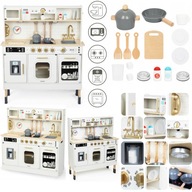 INTERAKTYWNY ZESTAW KUCHENNY XXL DLA DZIECI DREWNIANY Z AKCESORIUM I LED