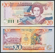 BNE - KARAIBY 20 Dollars Dolarów 1994 C 966003 A # ANTIGUA # P33a # UNC