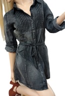 K_a_p_p Ahl czarno-grafitowa dżinsowa SUKIENKA ZAPINANA NA napy 48/3XL