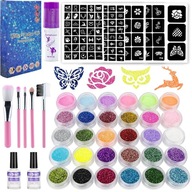 DUŻY ZESTAW DO ROBIENIA ZMYWALNYCH TATUAŻY SZABLONY BROKATY