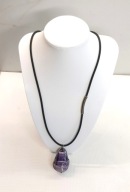 Wisior z naturalnych kamieni ametyst