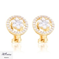 Eap26567 Klipsy złocone z kryształki kwiatek 1.4cm