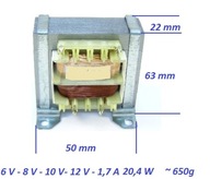 Transformator wielonapięciowy 514 292 6V - 8V - 10V - 12V 1,7A 20,4W 11-5-5