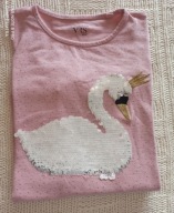 134/140 vrs śliczna bluzka cekiny z łabędziem