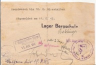 LAGER BERGSCHULE -zaświadczenie o pobycie 1945 rok 17 czerwca POLICJA