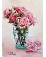 Obraz akwarela Róże Denys Tsarenko Oryginał