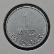 *DANIA [0644]*1 ore 1970 Król Fryderyk IX, Korona, Monogram DANMARK *1 ORE