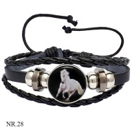 Skórzana bransoletka - Snap - Koń - regulowana długość, wymienne oczka