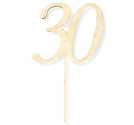 Drewniany topper liczba 30 na piku na urodziny tort ze sklejki decoupage