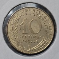 *FRANCJA [0113]*10 centymów CENTIMES 1974 Piąta Republika, Marianna Rośliny