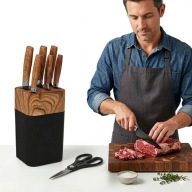 ZESTAW NOŻY KUCHENNYCH 5 NOŻY IDEALNYCH DO KUCHNI + STOJAK NA NOŻE GRATIS