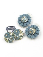 Komplet do włosów gumki i spinki kokardki Betsy nile blue handmade Momilio