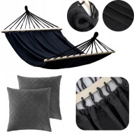 HAMAK DWUOSOBOWY XXL 200KG PAŁĄK 120CM Z PODUSZKAMI ZESTAW DO OGRODU + LINY