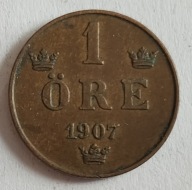 moneta Szwecja 1 ore 1907