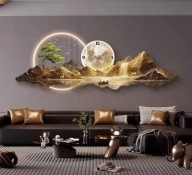 Designerska Lampa Ścienna z Zegarem i Mapą Świata 3D