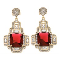 63568 KOLCZYKI 18K POZŁACANE 45/23 MM okazałe z kryształami i cyrkoniami