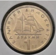 *GRECJA [0539] *1 drachma 1982 Trzecia Republika Grecka Marynistyka Statek