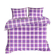 pościel bawełna lux 200x220 + 2x70x80 + 2x40x40 guzik B 228 Kratka fiolet