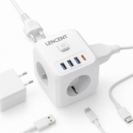 LENCENT 7W1 ELEKTRYCZNY ROZGAŁĘŹNIK DO KONTAKTU GNIAZDKA USB USB-C 4000W
