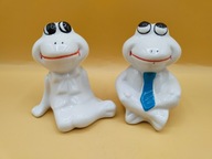 Śliczna porcelanowa żabka siedząca po turecku :) żaba żabcia kolekcjonerska