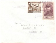 TRZECIA RZESZA -koperta prowizorium -znaczki -francuski niemiecki 1940 rok