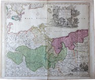 Pomorze i Brandenburgia, 1720 r., duża kolorowa mapa