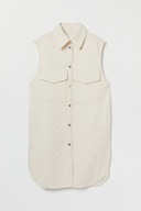 H & M kamizelka pikowana watowana długa kremowa beżowa bezrękawnik cargo