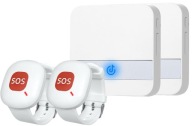 Alarm dzwonek Bezprzewodowy dla Seniora SOS Przycisk Opaski 80m 2x2